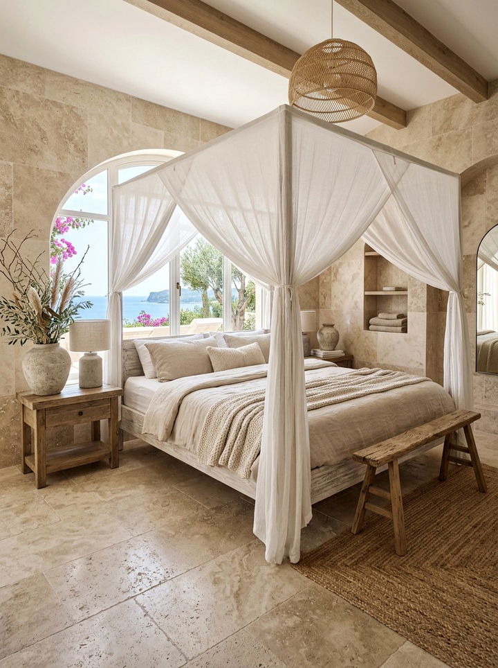 Travertine Stone Tile - 30 bedroom floor design ideas