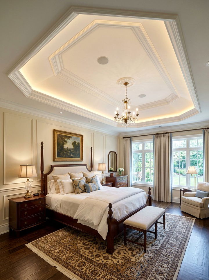Tray Ceiling Bedroom Light - 30 bedroom layered lighting ideas