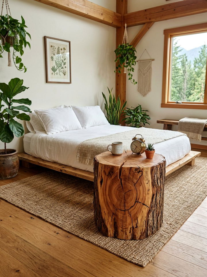 Tree Stump Nightstand - 30 bedroom rustic nightstands