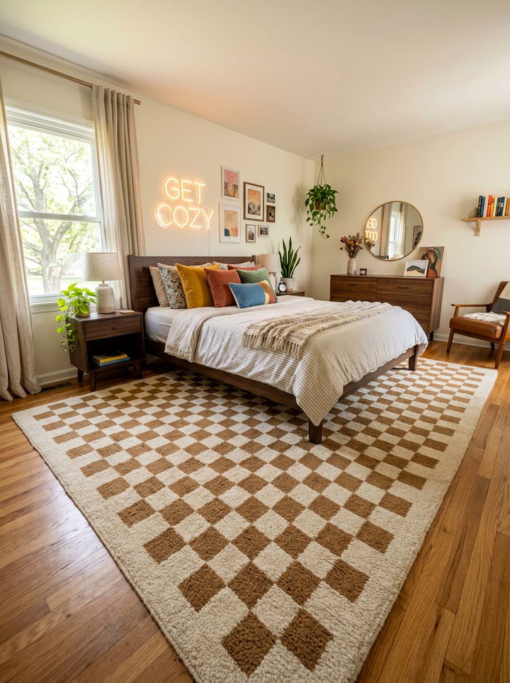 Trendy Checkerboard Pattern Rug - 30 bedroom rugs
