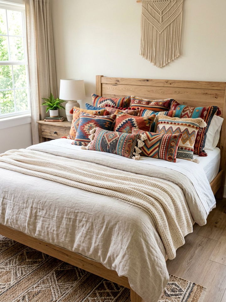 Tribal Pattern Pillow Bedroom - 30 Southwestern bedroom ideas