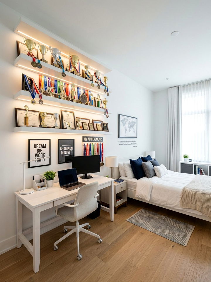 Trophy Display Area - 30 football bedroom ideas