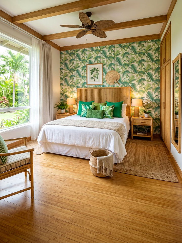 Tropical Bamboo Bedroom - 30 bedroom bamboo flooring ideas