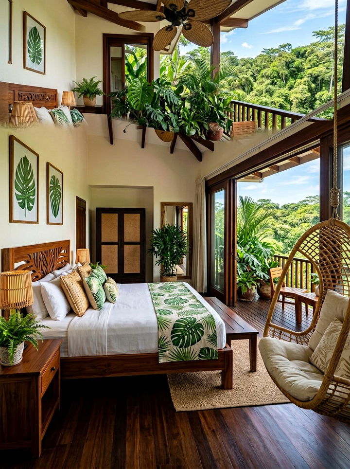 Tropical Bedroom With Jungle View Balcony - 30 bedroom with terrace ideas