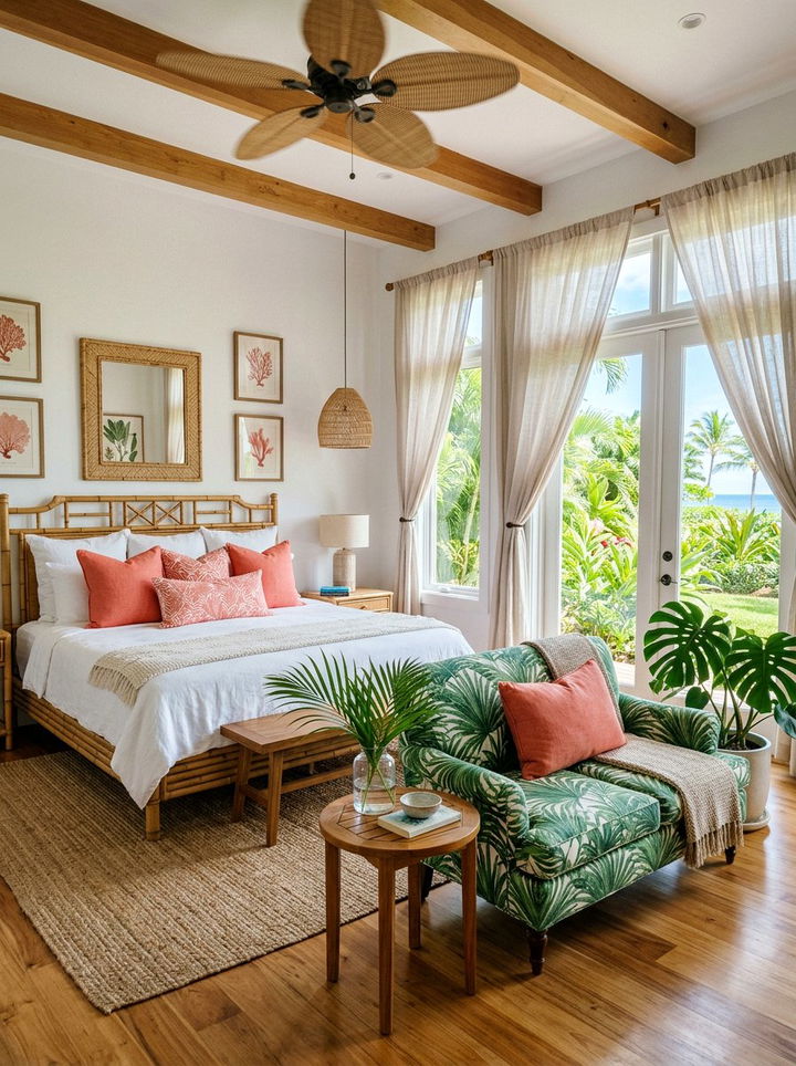 Tropical Bedroom With Patterned Loveseat - 30 bedroom loveseats