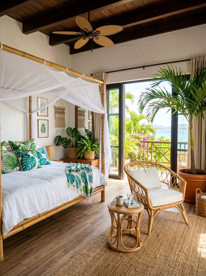 Tropical Bedroom With Rattan Lounge - 30 bedroom with lounge ideas
