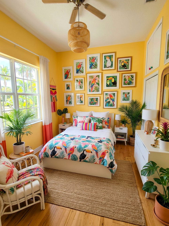 Tropical Bird Bedroom - 30 animal themed bedroom ideas