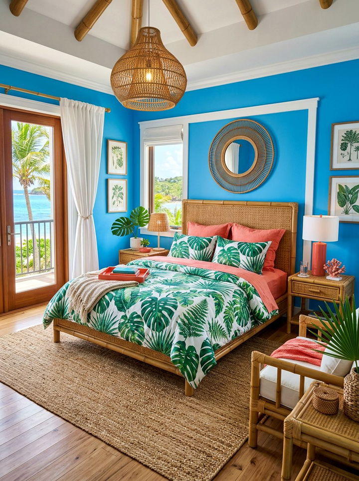 Tropical Blue Bedroom - 30 ocean blue bedroom ideas