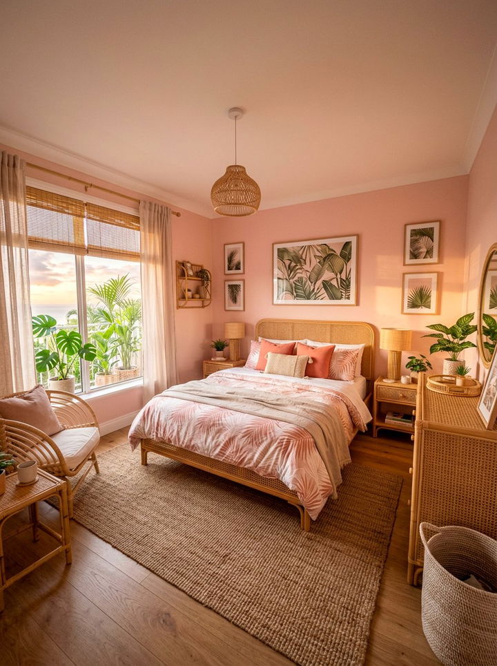 Tropical Blush Pink Bedroom - 30 blush pink bedroom ideas