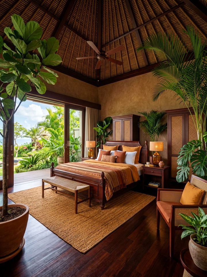 Tropical Brown Bedroom - 30 amber and brown bedroom ideas