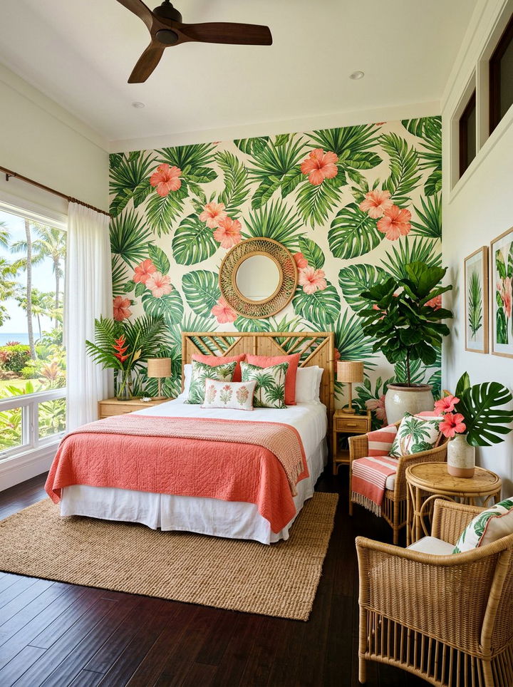 Tropical Floral Wallpaper - 30 bedroom floral wallpapers