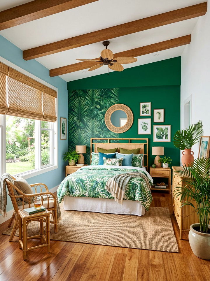 Tropical Green Bedroom Theme - 30 ocean inspired bedroom color ideas
