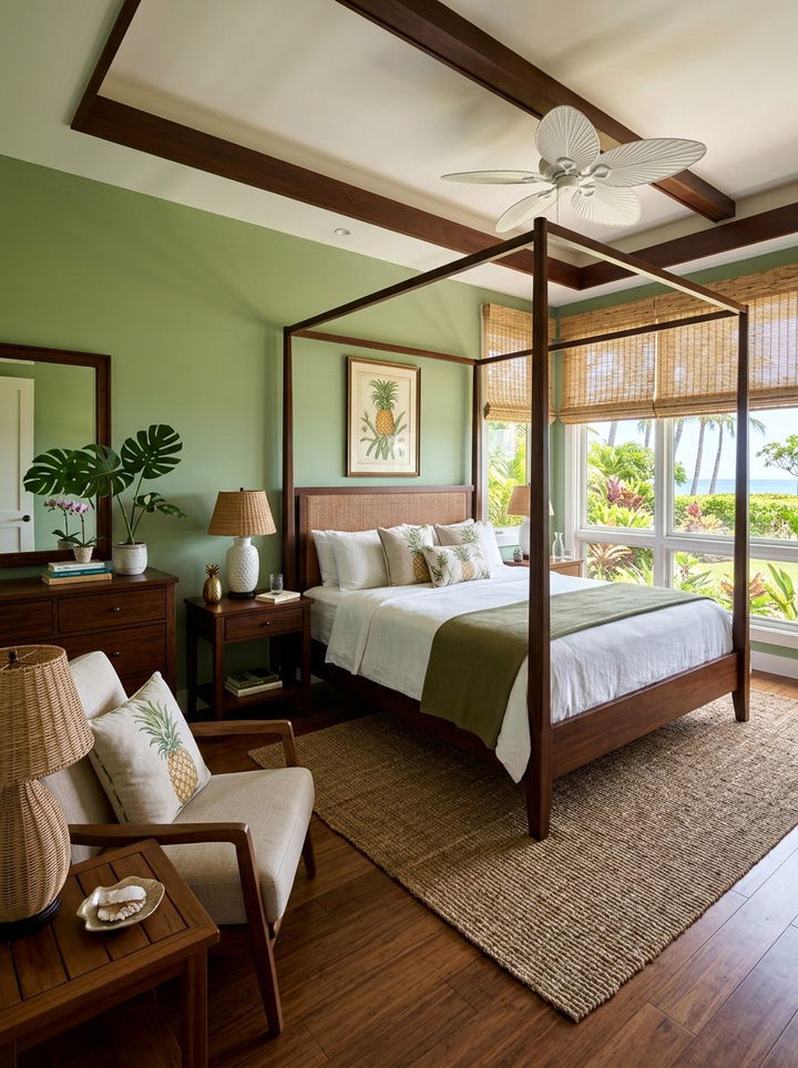 Tropical Green Coastal Bedroom - 30 coastal green bedroom ideas