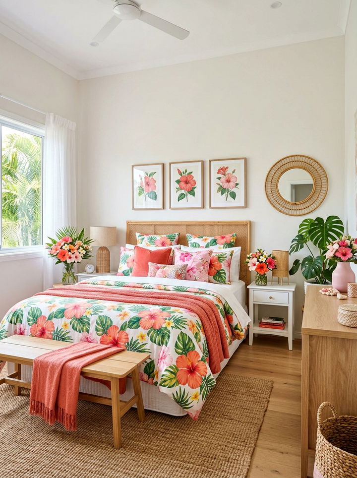Tropical Hibiscus Bedroom Decor - 30 Hawaiian bedroom ideas