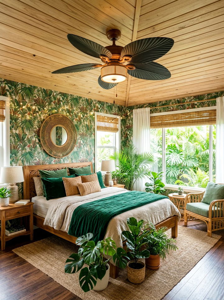 Tropical Leaf Ceiling Fan - 30 bedroom ceiling fans