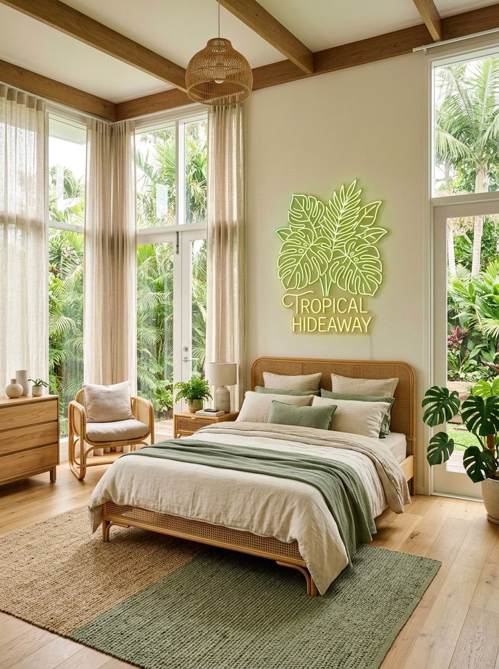 Tropical Leaf Neon Sign - 30 bedroom neon signs