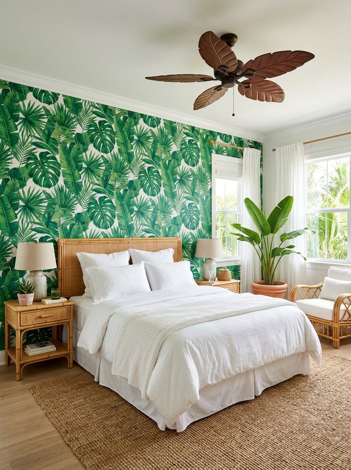 Tropical Leaf Wallpaper - 30 bedroom removable wallpapers