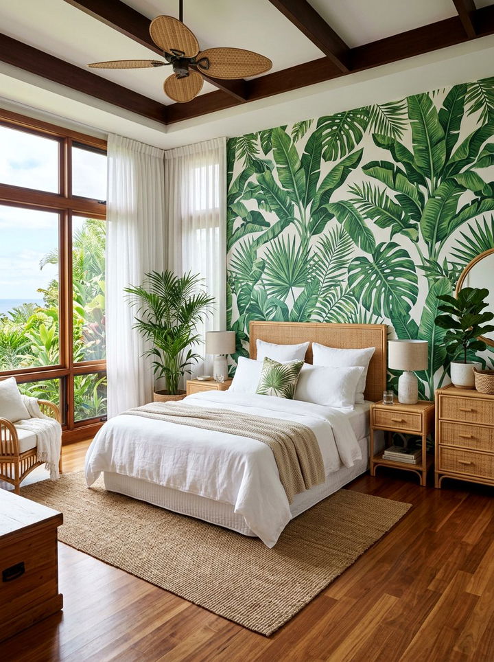 Tropical Leaf Wallpaper - 30 bedroom wallpapers