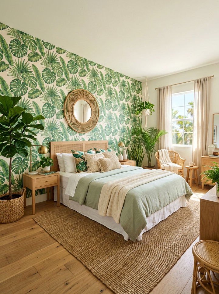 Tropical Leaf Wallpaper - 30 bedroom accent wall wallpapers