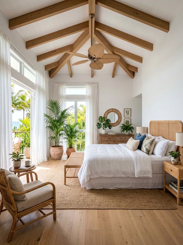 Tropical Master Bedroom With Indoor Plants - 30 spacious bedroom ideas