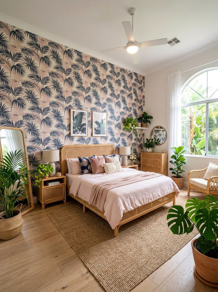 Tropical Navy Blush Theme - 30 navy and blush bedroom ideas
