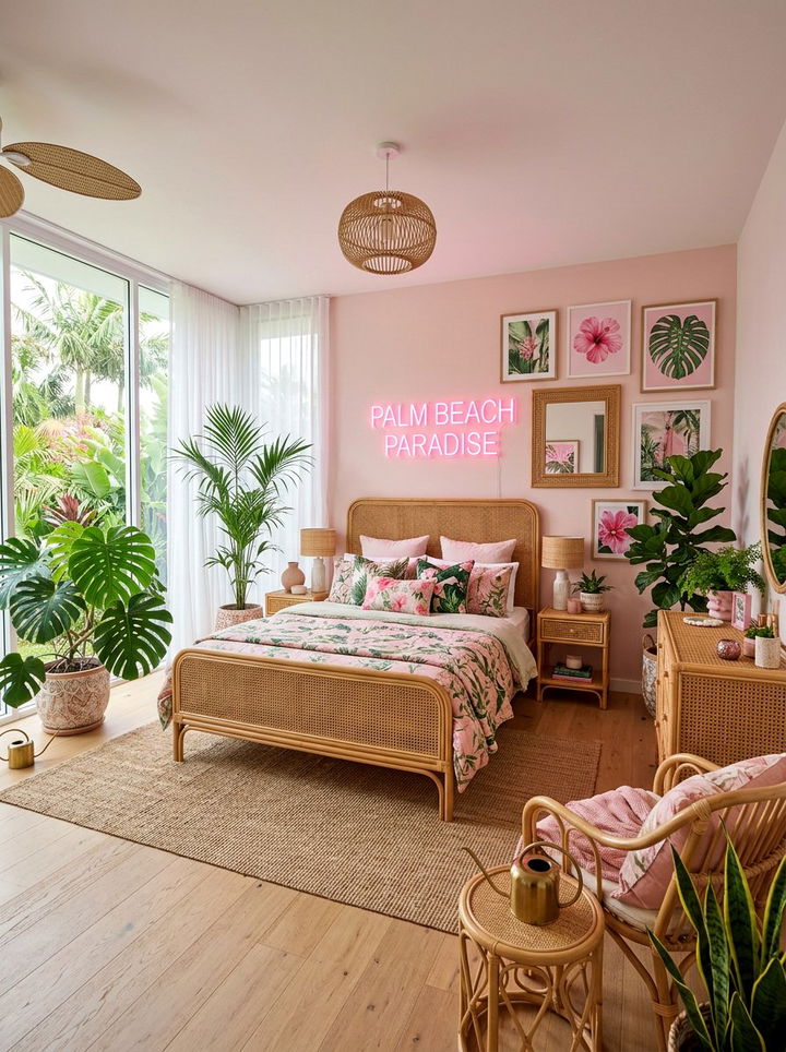 Tropical Neon Pink Vibe - 30 neon pink bedroom ideas