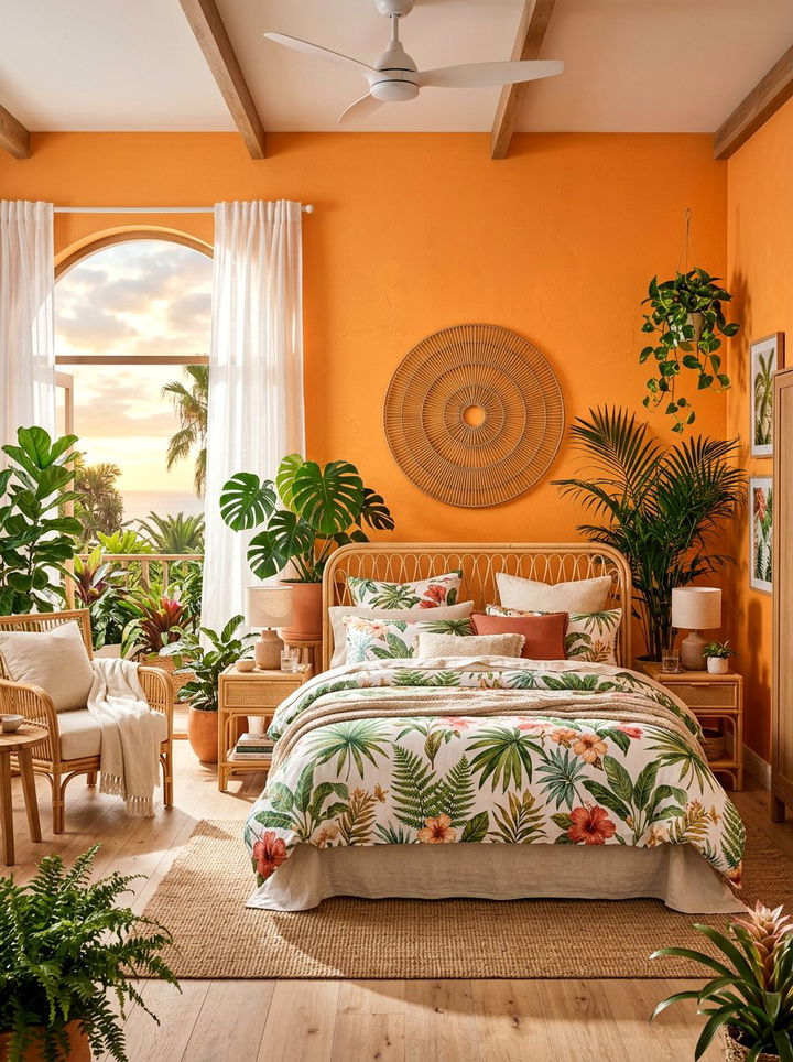 Tropical Orange Bedroom - 30 orange bedroom decor ideas