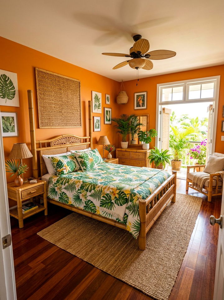 Tropical Orange Bedroom - 30 orange bedroom ideas