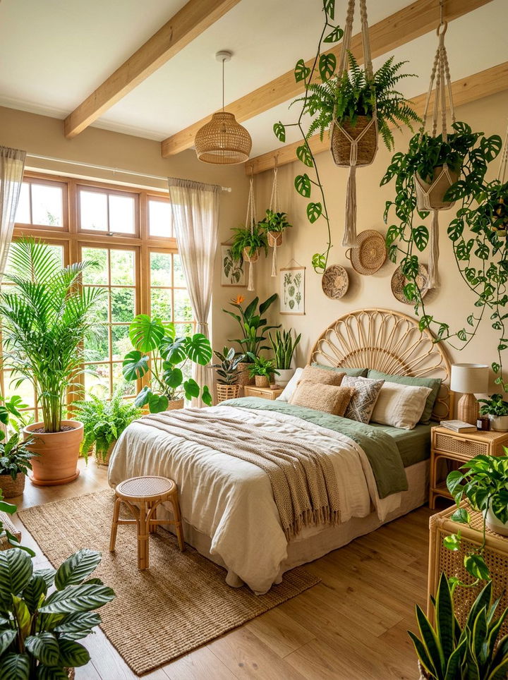 Tropical Plant Bedroom - 30 Balinese bedroom ideas
