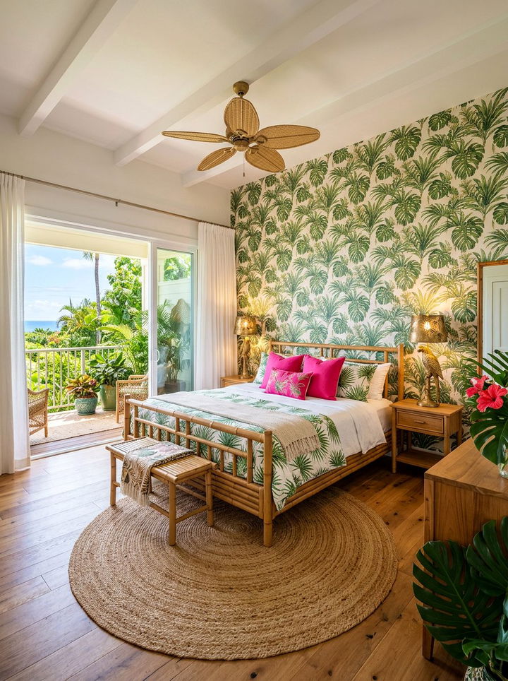 Tropical Print Bedroom - 30 maximalist bedroom ideas