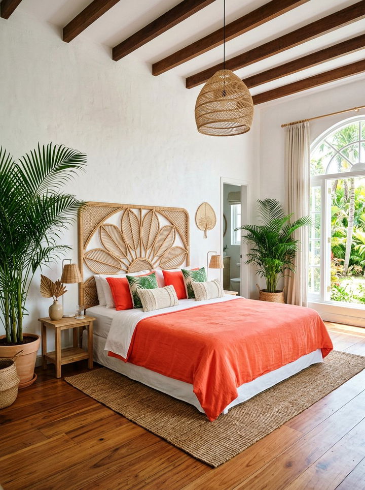 Tropical Rattan Headboard - 30 bedroom rattan headboards