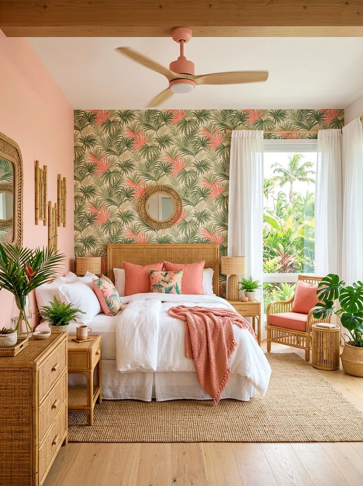 Tropical Salmon Pink Bedroom - 30 salmon pink bedroom ideas