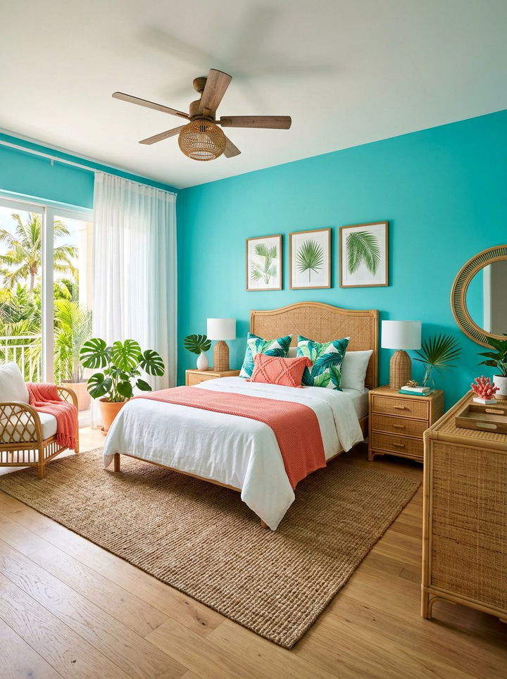 Tropical Teal Bedroom - 30 teal bedroom design ideas