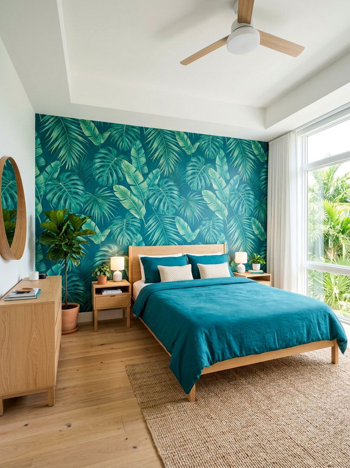 Tropical Teal Bedroom Wallpaper - 30 teal bedroom ideas