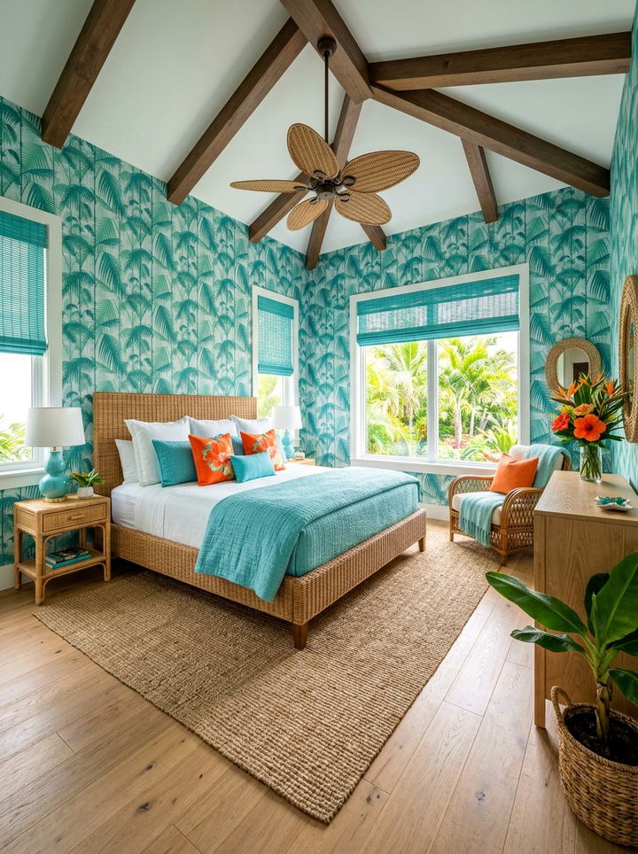 Tropical Turquoise Bedroom - 30 turquoise bedroom ideas