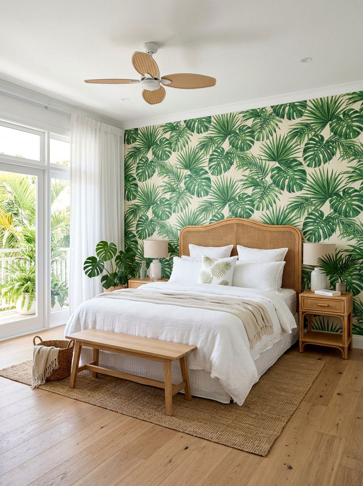 Tropical Wallpaper - 30 boutique hotel bedroom ideas