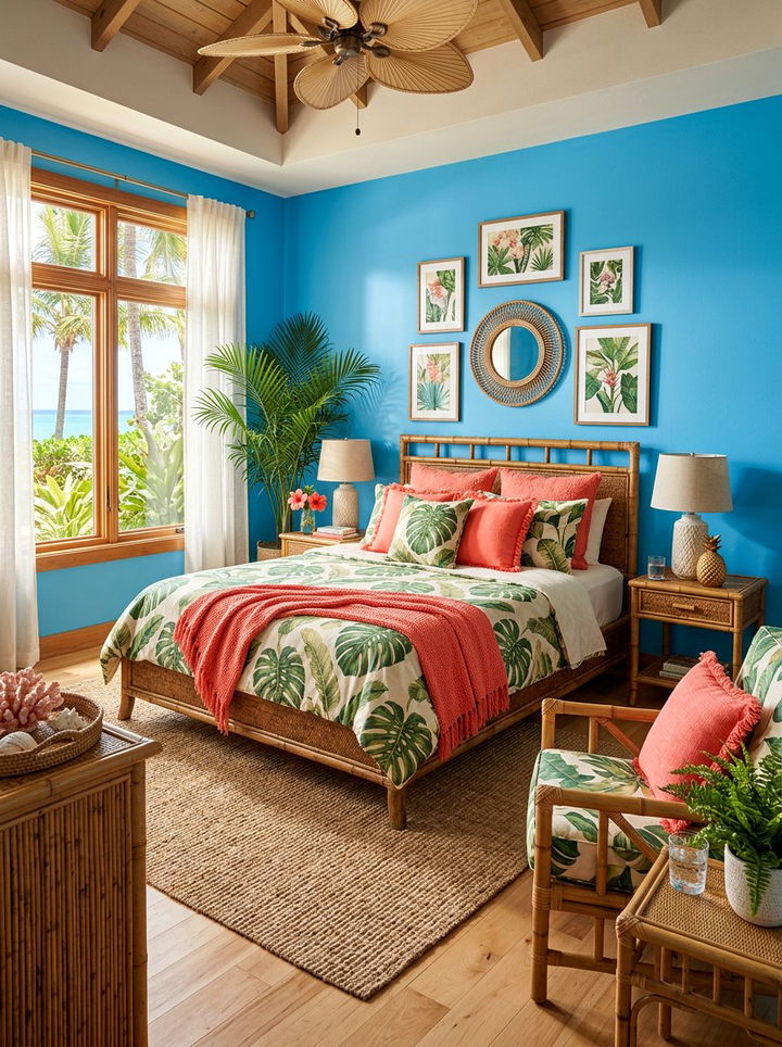 Tropical cerulean blue bedroom - 30 cerulean bedroom ideas