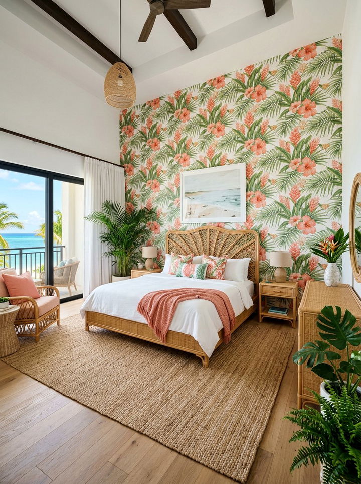 Tropical coral bedroom - 30 coral bedroom ideas