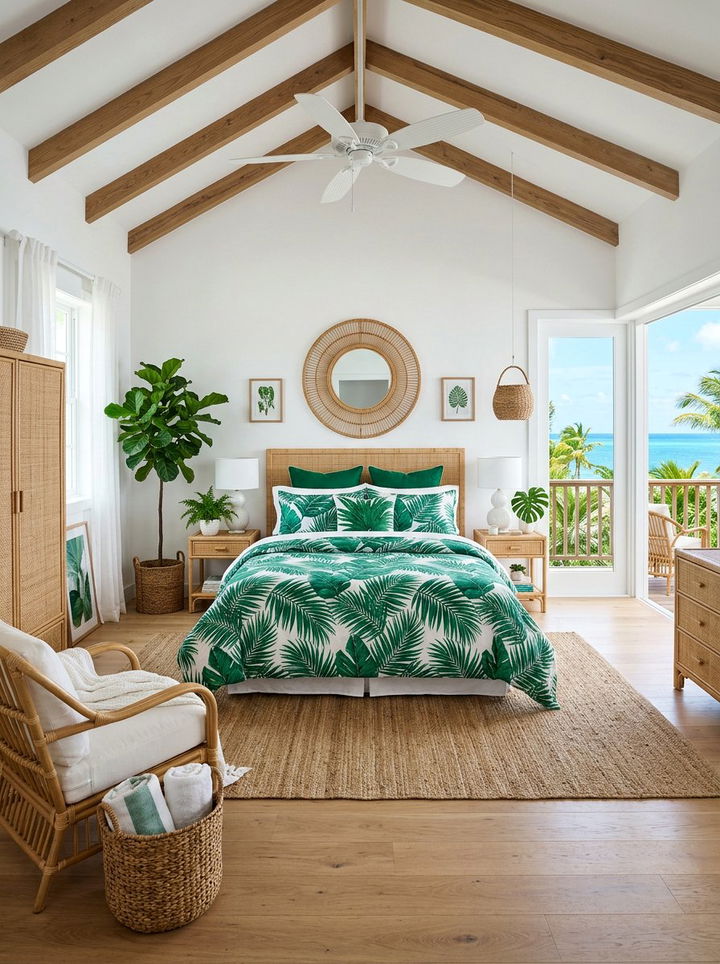 Tropical emerald and white bedroom - 30 emerald and white bedroom ideas