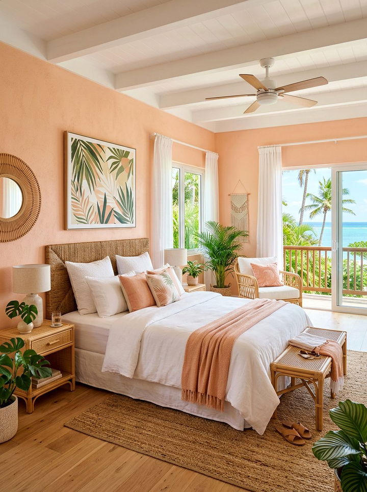 Tropical peach bedroom - 30 peach bedroom ideas