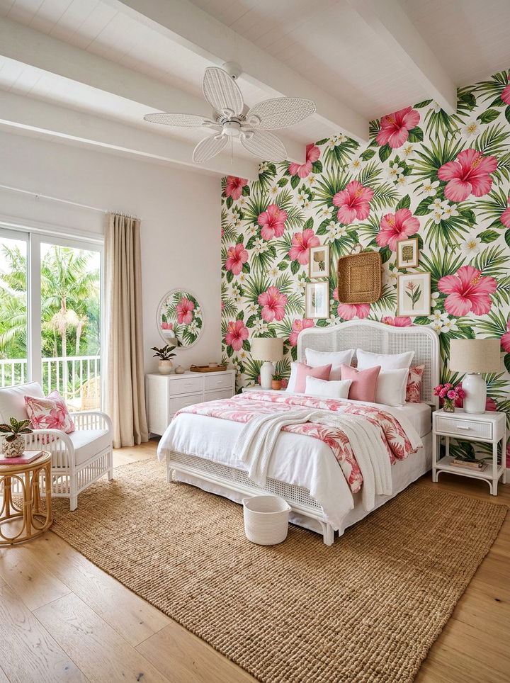 Tropical pink and white bedroom - 30 pink and white bedroom ideas