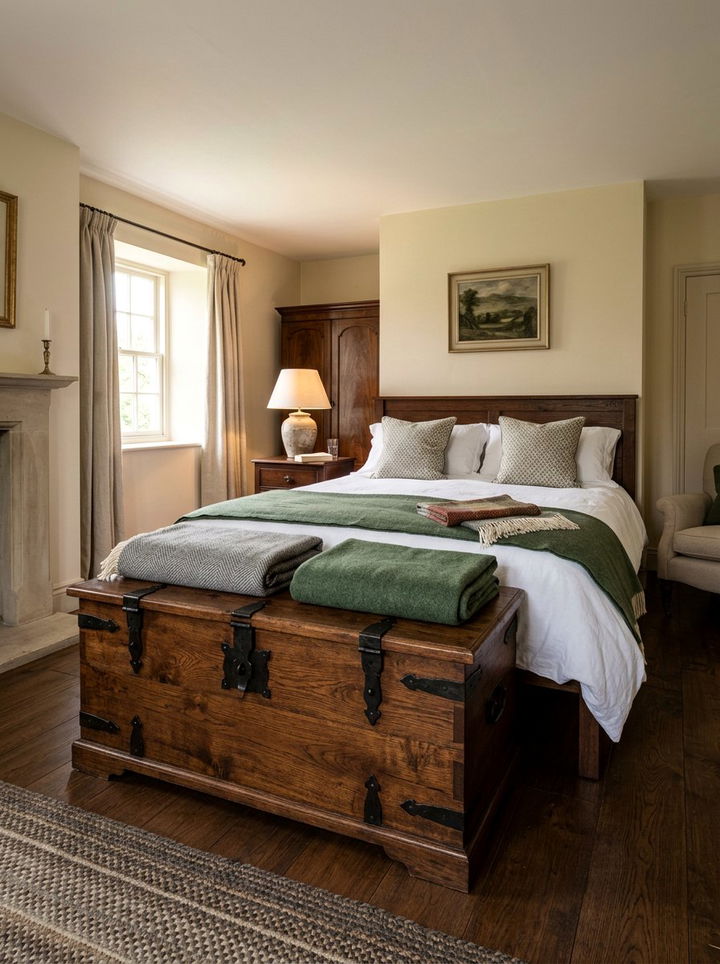 Trunk Footboard Storage Bedroom - 30 repurposed bedroom ideas