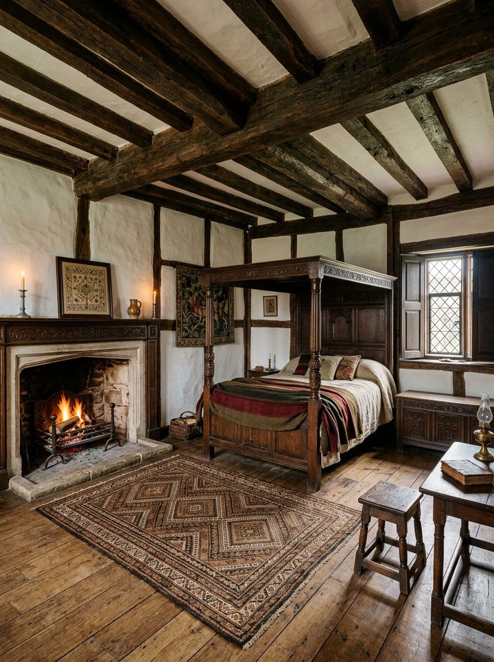 Tudor bedroom oak beams - 30 period home bedroom ideas