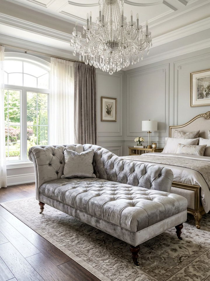 Tufted Chaise - 30 bedroom lounge chairs