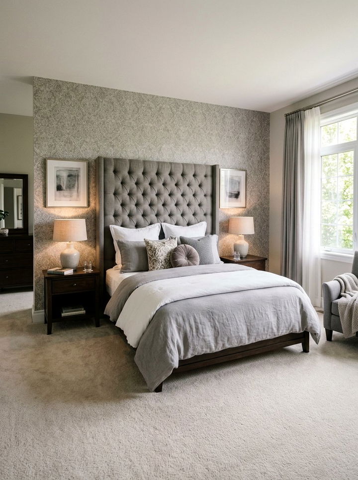 Tufted Headboard - 30 bedroom texture layering ideas