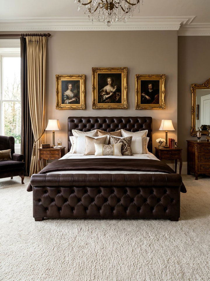 Tufted Leather Bed Frame - 30 leather bedroom ideas