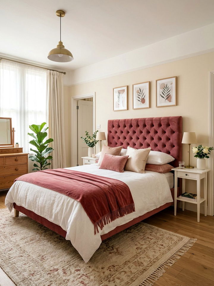 Tufted velvet headboard - 30 princess bedroom ideas