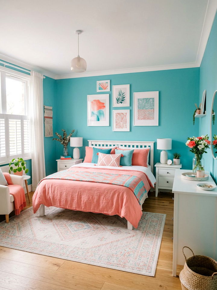 Turquoise And Coral Bedroom - 30 turquoise bedroom ideas