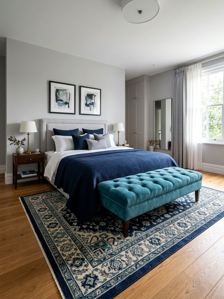 Turquoise Bench At Bed Foot - 30 turquoise bedroom ideas