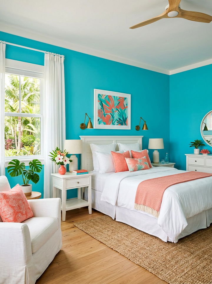 Turquoise Blue Guest Room